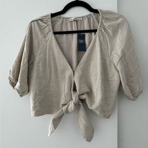 Abercrombie linen tie crop top, women’s small